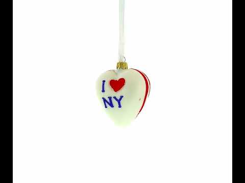 I Love New York Heart Glass Christmas Ornament