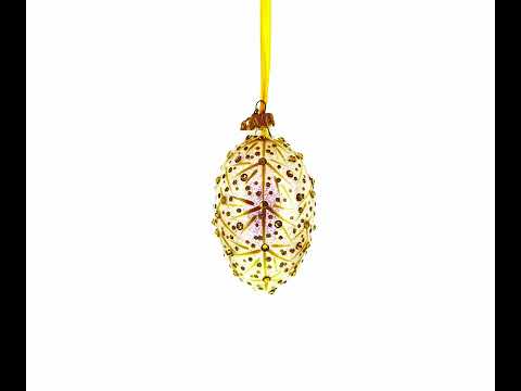 Gold Branches Glass Egg Christmas Ornament 4 Inches