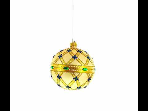 Green Jewels on Champagne Glass Ball Christmas Ornament