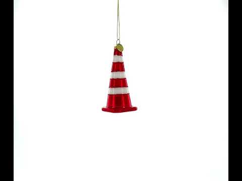 Vibrant Traffic Cone - Blown Glass Christmas Ornament