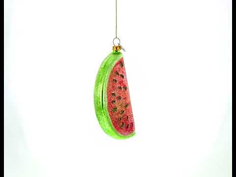 Juicy Watermelon Slice Blown Glass Christmas Ornament