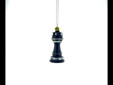 Regal Chess Black Rook (Castle) Glass Christmas Ornament