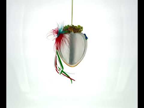 Celebratory Mask Blown Glass Christmas Ornament