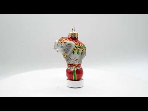 Circus Elephant on the Ball Mini Glass Ornaments