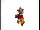 Bear Engaged in Football Blown Glass Christmas Ornament