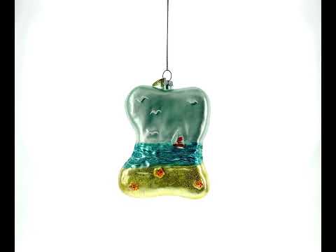 Tropical Paradise Sunny Beach Escape Blown Glass Christmas Ornament