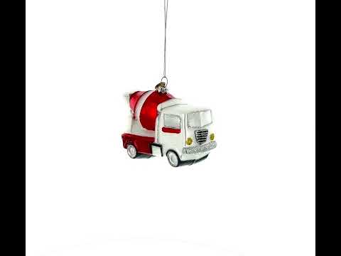 Rugged Concrete Mixer Blown Glass Christmas Ornament