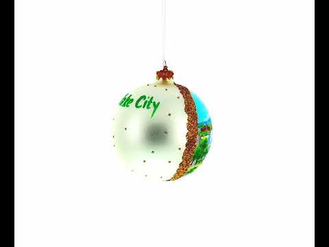 Temple Square, Salt Lake City, Utah, USA Glass Ball Christmas Ornament 4 Inches