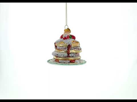 Delicious Pancakes with Maple Syrup - Blown Glass Christmas Ornament