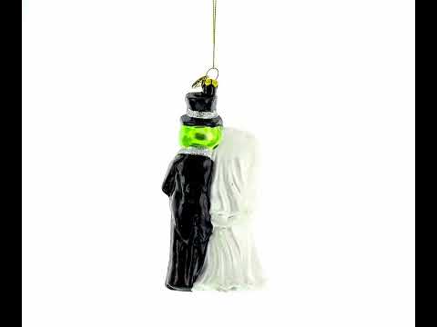 Enchanting Frog Bride and Groom - Blown Glass Christmas Ornament
