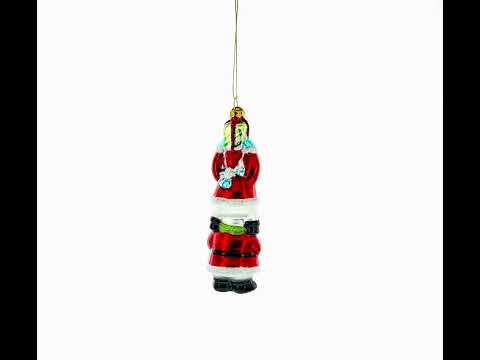 Snowmen Friends Sharing Gifts Blown Glass Christmas Ornament