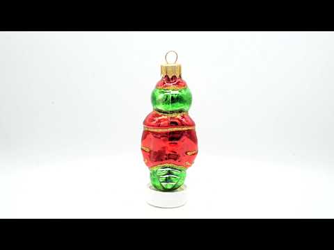 Adorno navideño de cristal en miniatura con forma de cocodrilo con chaqueta roja