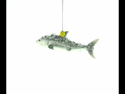 Stunning Beaded Shark Blown Glass Christmas Ornament