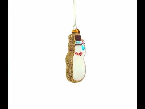 Festive Snowman Cookie Blown Glass Christmas Ornament