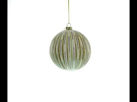 Antique-Style Ribbed Blown Glass Ball Christmas Ornament