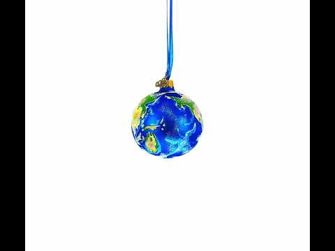 Planet Earth Globe Glass Ball Christmas Ornament 3.25 Inches