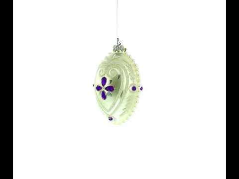 Purple Drops Glass Egg Christmas Ornament 4 Inches