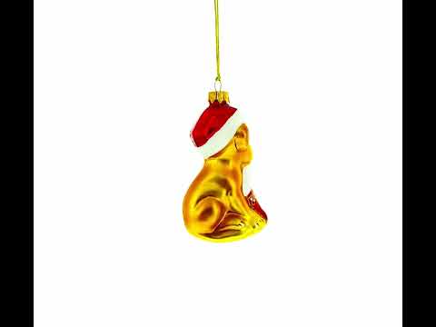 Dog Holding Stocking Mini Glass Christmas Ornament