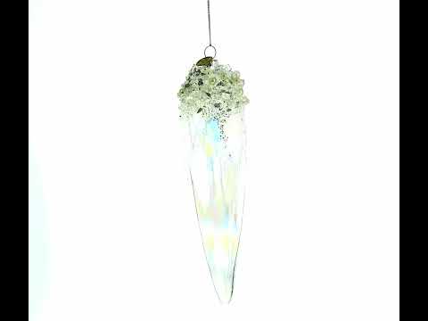 Sparkling Crystal Blown Glass Christmas Ornament