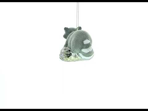 Playful Racoon on a Log Blown Glass Christmas Ornament