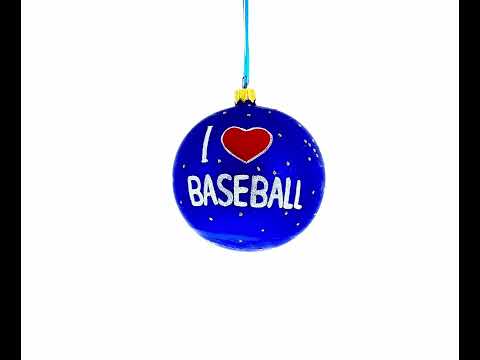 Baseball Blown Glass Ball Christmas Ornament 4 Inches