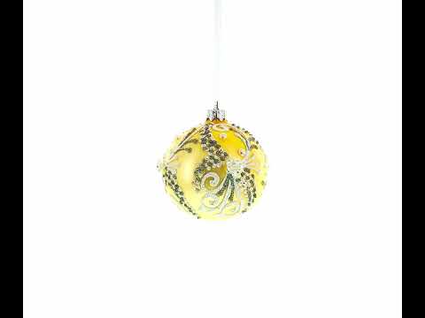 Snow Swirls on Champagne Glass Ball Christmas Ornament 3.25 Inches