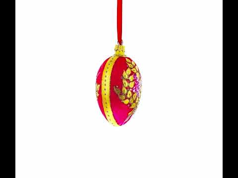 Golden Branches On Pink Glass Egg Ornament 4 Inches