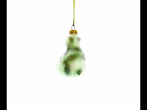 Mother Bear with Cub Mini Glass Christmas Ornament