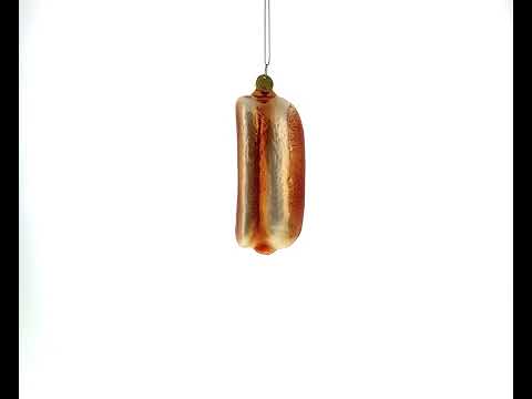 Savory Hot Dog Delight Blown Glass Christmas Ornament