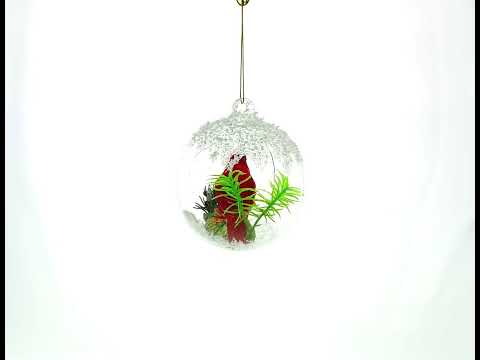 Red Cardinal Bird Encased in Glass Ball Christmas Ornament