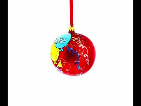 Festive Celebration Blown Glass Ball Christmas Ornament 4 Inches