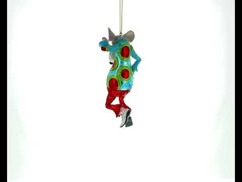 Groovy Disco Dancing Rat - Blown Glass Christmas Ornament