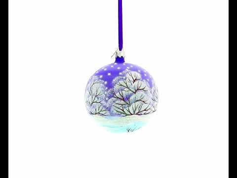 Three Polar Bears Blown Glass Ball Christmas Ornament 4 Inches