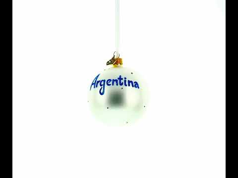 Flag of Argentina Blown Glass Ball Christmas Ornament 3.25 Inches