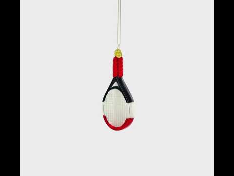 Tennis Racket Blown Glass Christmas Ornament