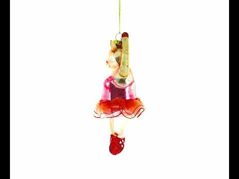 Graceful Pig Dancing Ballet - Blown Glass Christmas Ornament