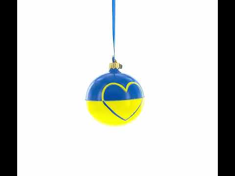 Flag of Ukraine Glass Ball Christmas Ornament 3.25 Inches