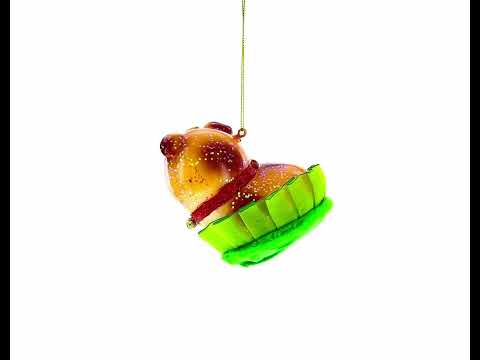 Bulldog Puppy Handcrafted Blown Glass Christmas Ornament