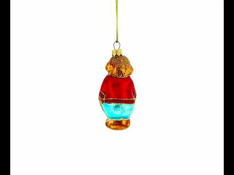 Monkey with Ice Cream Mini Glass Christmas Ornament