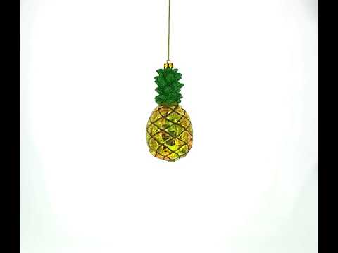 Shiny Pineapple Blown Glass Christmas Ornament