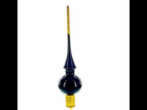 Glossy Black Glass Christmas Tree Topper 11 Inches