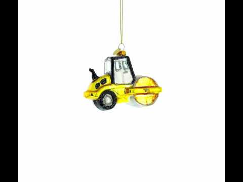 Road Roller Blown Glass Christmas Ornament