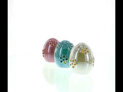 Pearlized Easter Elegance: Set of 3 Ceramic Easter Eggs