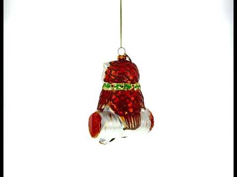 Wise Owl Perched on Branch Blown Glass Christmas Ornament