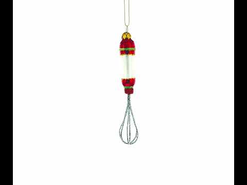 Culinary Whisk Blown Glass Christmas Ornament