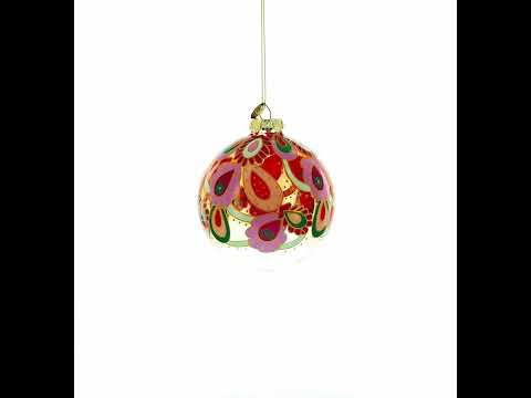 Bohemian Paisley Design Floral Glass Ball Christmas Ornament