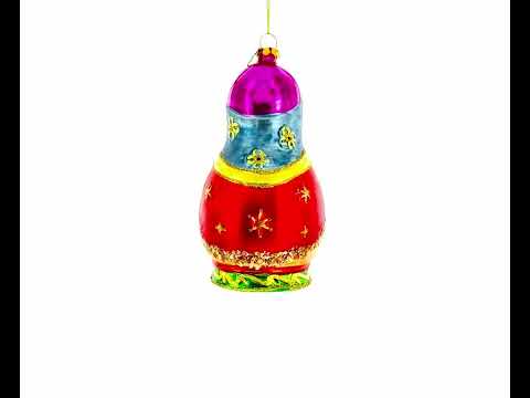 Matryoshka Doll with Nativity Scene Blown Glass Christmas Ornament