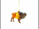 Majestic Walking Bison Blown Glass Christmas Ornament