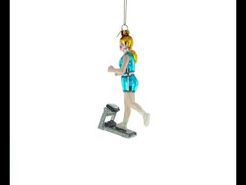 Active Treadmill Runner Fitness Girl - Adorno navideño de vidrio soplado
