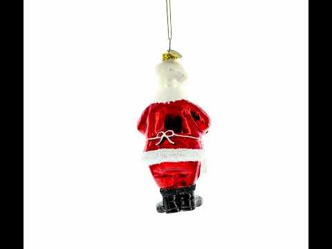 Santa Baking Gingerbread Cookies Glass Christmas Ornament